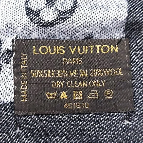 LOUIS VUITTON LV Vintage Light & Charcoal Gray Black Monogram Scarf Shawl Wrap - Picture 11 of 11